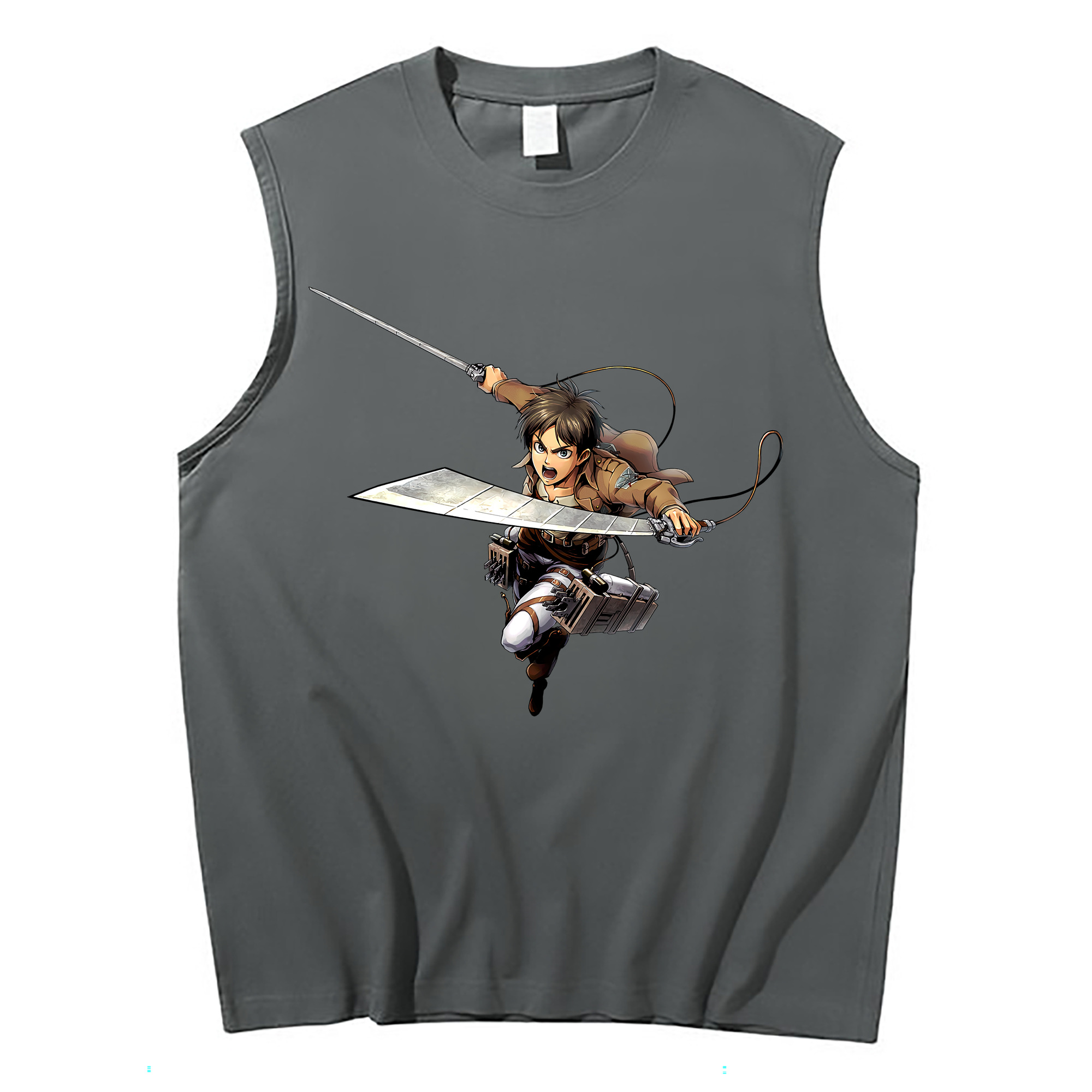 （画像用） 進撃の巨人 エレン･イェーガー Attack on Titan Eren Jäger コットン100％タンクトップ（フロントプリント）